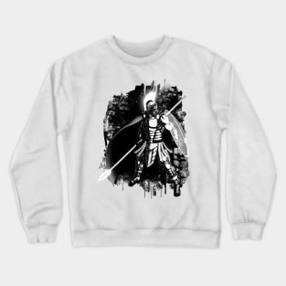 Futuristic Cyber Spartan Black and White Crewneck Sweatshirt